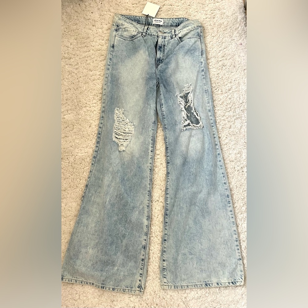 new bell bottom light wash jeans